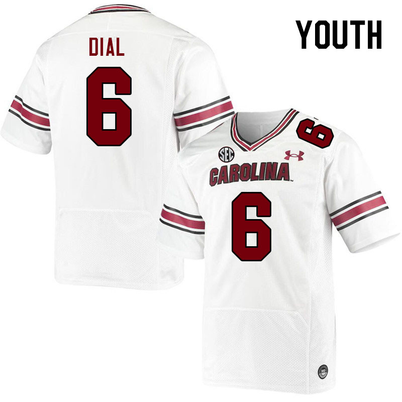 Youth #6 Marcellas Dial South Carolina Gamecocks 2023 College Football Jerseys Stitched-White
